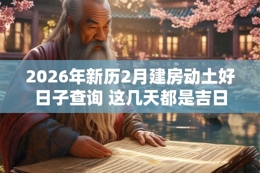 2026年新历2月建房动土好日子查询 这几天都是吉日 2026年新历2月建房动土好日子查询 这几天都是吉日