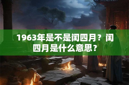 1963年是不是闰四月?闰四月是什么意思? 1963年是不是闰四月?闰四月是什么意思?