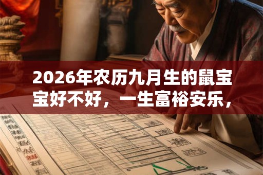 2026年农历九月生的鼠宝宝好不好，一生富裕安乐，财库丰隆