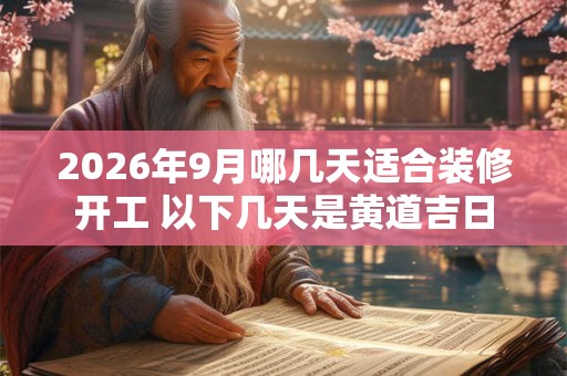 2026年9月哪几天适合装修开工 以下几天是黄道吉日