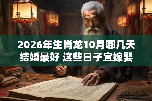 2026年生肖龙10月哪几天结婚最好 这些日子宜嫁娶 2026年生肖龙10月哪几天结婚最好 这些日子宜嫁娶