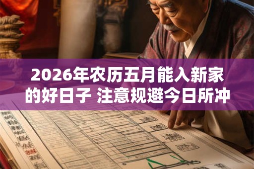 2026年农历五月能入新家的好日子 注意规避今日所冲