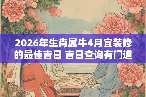 2026年生肖属牛4月宜装修的最佳吉日 吉日查询有门道 2026年生肖属牛4月宜装修的最佳吉日 吉日查询有门道