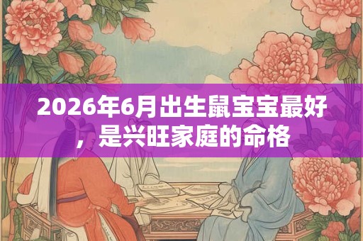 2026年6月出生鼠宝宝最好,是兴旺家庭的命格 2026年6月出生鼠宝宝最好,是兴旺家庭的命格