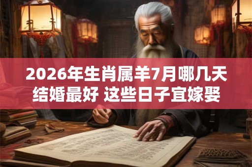 2026年生肖属羊7月哪几天结婚最好 这些日子宜嫁娶 2026年生肖属羊7月哪几天结婚最好 这些日子宜嫁娶