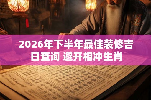 2026年下半年最佳装修吉日查询 避开相冲生肖 2026年下半年最佳装修吉日查询 避开相冲生肖