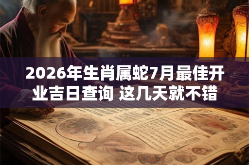 2026年生肖属蛇7月最佳开业吉日查询 这几天就不错 2026年生肖属蛇7月最佳开业吉日查询 这几天就不错
