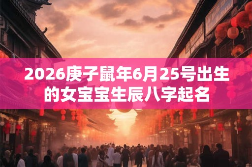 2026庚子鼠年6月25号出生的女宝宝生辰八字起名