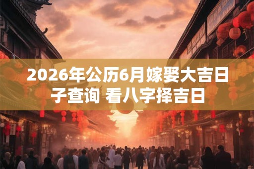2026年公历6月嫁娶大吉日子查询 看八字择吉日 2026年公历6月嫁娶大吉日子查询 看八字择吉日