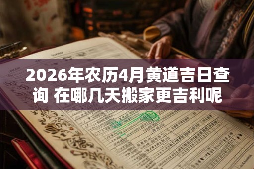 2026年农历4月黄道吉日查询 在哪几天搬家更吉利呢