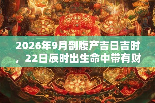 2026年9月剖腹产吉日吉时，22日辰时出生命中带有财库
