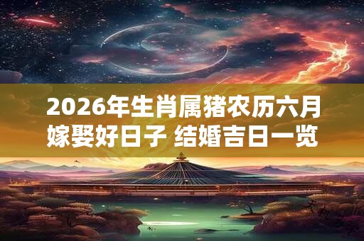 2026年生肖属猪农历六月嫁娶好日子 结婚吉日一览表 2026年生肖属猪农历六月嫁娶好日子 结婚吉日一览表