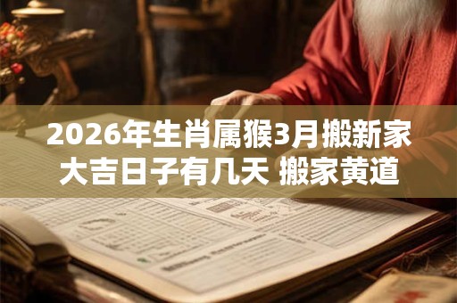 2026年生肖属猴3月搬新家大吉日子有几天 搬家黄道吉日 2026年生肖属猴3月搬新家大吉日子有几天 搬家黄道吉日