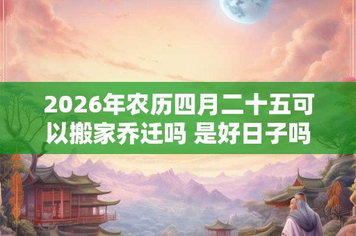 2026年农历四月二十五可以搬家乔迁吗 是好日子吗