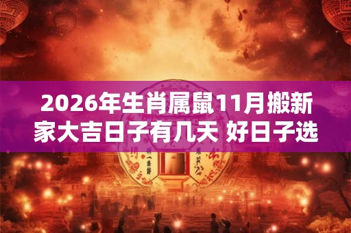2026年生肖属鼠11月搬新家大吉日子有几天 好日子选择 2026年生肖属鼠11月搬新家大吉日子有几天 好日子选择
