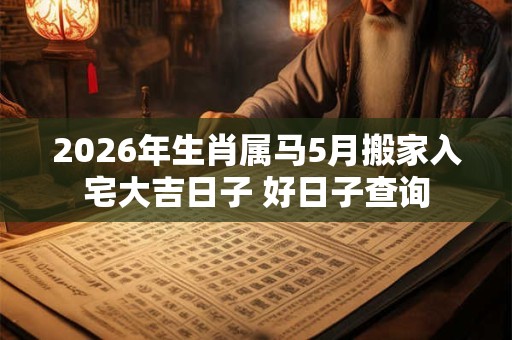 2026年生肖属马5月搬家入宅大吉日子 好日子查询 2026年生肖属马5月搬家入宅大吉日子 好日子查询