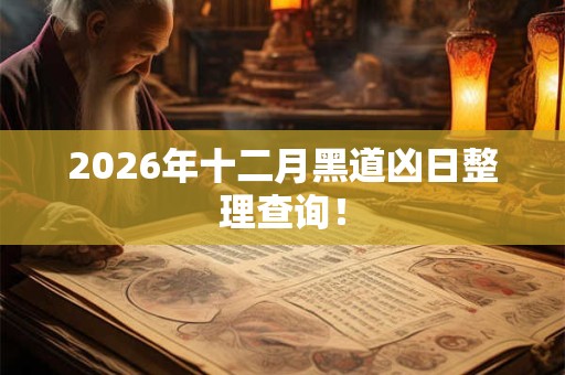 2026年十二月黑道凶日整理查询! 2026年十二月黑道凶日整理查询!