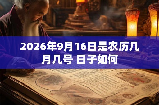 2026年9月16日是农历几月几号 日子如何