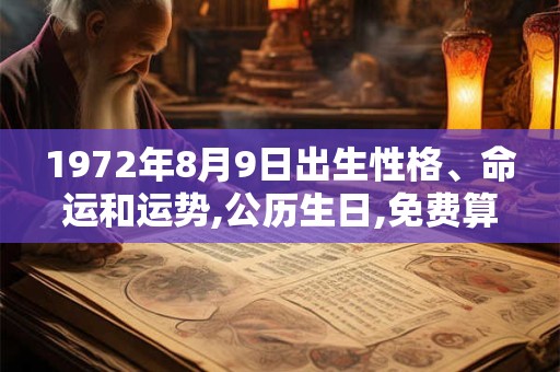 1972年8月9日出生性格、命运和运势,公历生日,免费算命 1972年8月9日出生性格、命运和运势,公历生日,免费算命