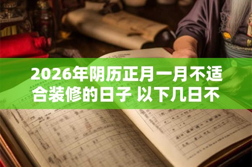 2026年阴历正月一月不适合装修的日子 以下几日不宜装修