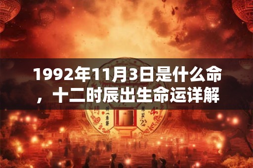 1992年11月3日是什么命，十二时辰出生命运详解
