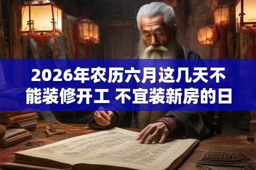 2026年农历六月这几天不能装修开工 不宜装新房的日子 2026年农历六月这几天不能装修开工 不宜装新房的日子