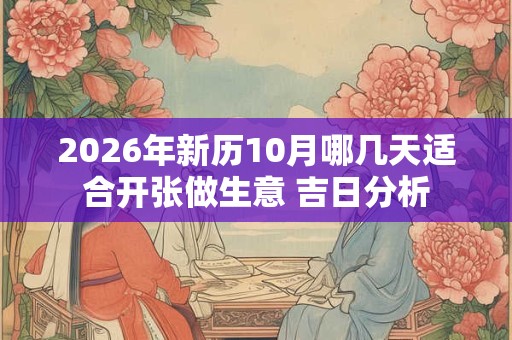 2026年新历10月哪几天适合开张做生意 吉日分析