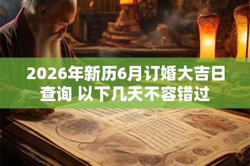 2026年新历6月订婚大吉日查询 以下几天不容错过