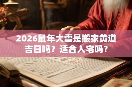 2026鼠年大雪是搬家黄道吉日吗?适合入宅吗? 2026鼠年大雪是搬家黄道吉日吗?适合入宅吗?