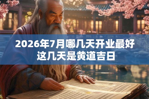 2026年7月哪几天开业最好 这几天是黄道吉日