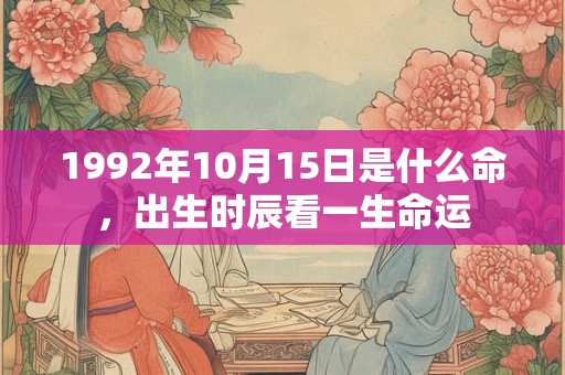 1992年10月15日是什么命，出生时辰看一生命运