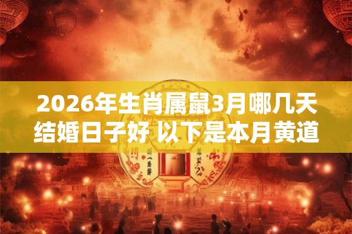 2026年生肖属鼠3月哪几天结婚日子好 以下是本月黄道吉日