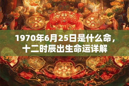 1970年6月25日是什么命，十二时辰出生命运详解