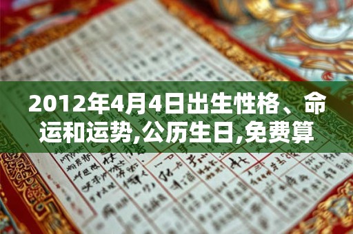 2012年4月4日出生性格、命运和运势,公历生日,免费算命 2012年4月4日出生性格、命运和运势,公历生日,免费算命