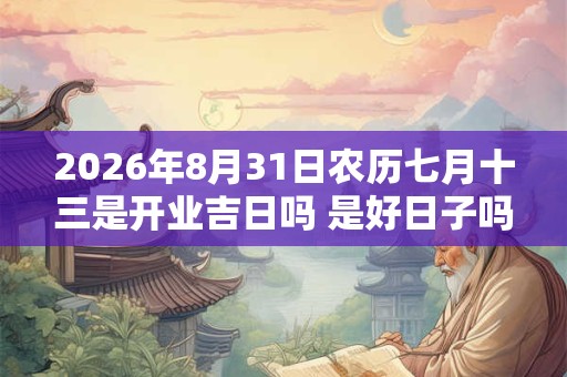 2026年8月31日农历七月十三是开业吉日吗 是好日子吗
