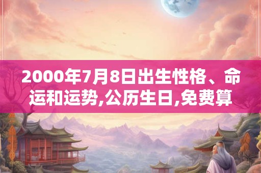 2000年7月8日出生性格、命运和运势,公历生日,免费算命 2000年7月8日出生性格、命运和运势,公历生日,免费算命