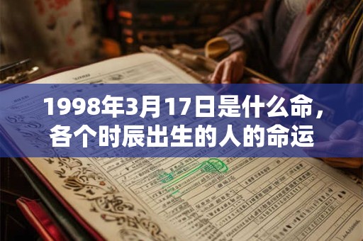 1998年3月17日是什么命，各个时辰出生的人的命运