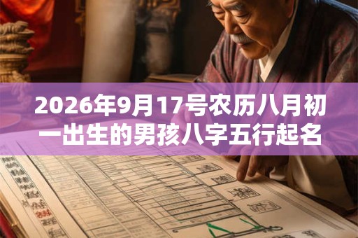 2026年9月17号农历八月初一出生的男孩八字五行起名字 2026年9月17号农历八月初一出生的男孩八字五行起名字