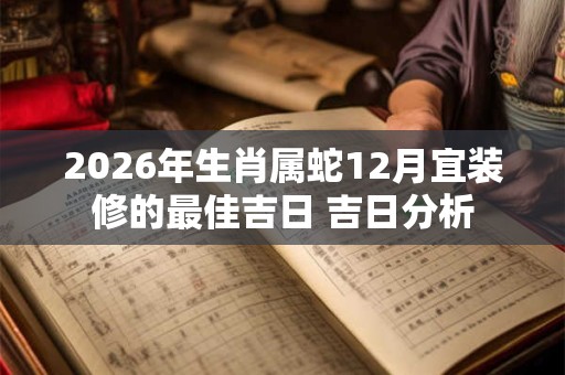 2026年生肖属蛇12月宜装修的最佳吉日 吉日分析