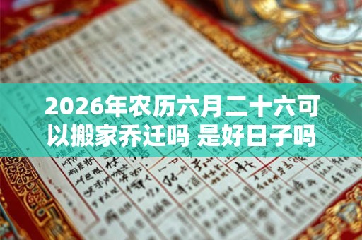 2026年农历六月二十六可以搬家乔迁吗 是好日子吗 2026年农历六月二十六可以搬家乔迁吗 是好日子吗