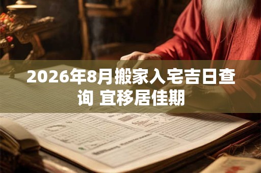 2026年8月搬家入宅吉日查询 宜移居佳期