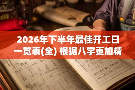 2026年下半年最佳开工日一览表(全) 根据八字更加精准 2026年下半年最佳开工日一览表(全) 根据八字更加精准