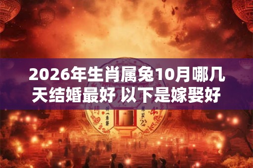2026年生肖属兔10月哪几天结婚最好 以下是嫁娶好日子 2026年生肖属兔10月哪几天结婚最好 以下是嫁娶好日子