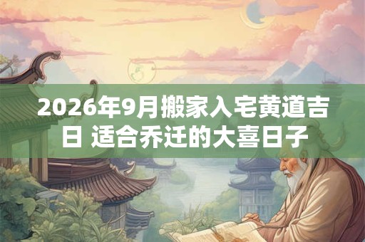 2026年9月搬家入宅黄道吉日 适合乔迁的大喜日子 2026年9月搬家入宅黄道吉日 适合乔迁的大喜日子