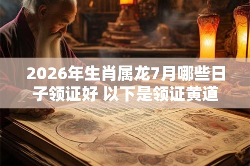 2026年生肖属龙7月哪些日子领证好 以下是领证黄道吉日 2026年生肖属龙7月哪些日子领证好 以下是领证黄道吉日