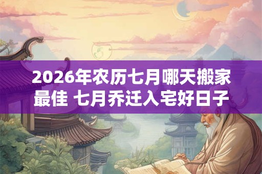 2026年农历七月哪天搬家最佳 七月乔迁入宅好日子 2026年农历七月哪天搬家最佳 七月乔迁入宅好日子