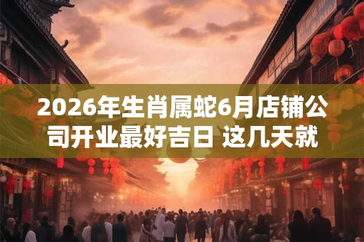 2026年生肖属蛇6月店铺公司开业最好吉日 这几天就不错