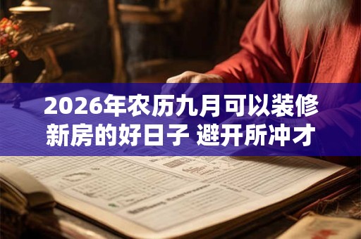 2026年农历九月可以装修新房的好日子 避开所冲才吉利 2026年农历九月可以装修新房的好日子 避开所冲才吉利
