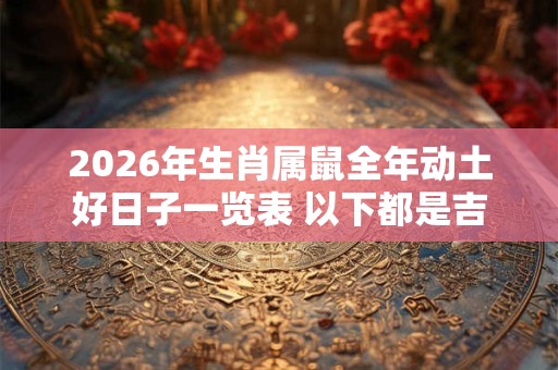 2026年生肖属鼠全年动土好日子一览表 以下都是吉日 2026年生肖属鼠全年动土好日子一览表 以下都是吉日
