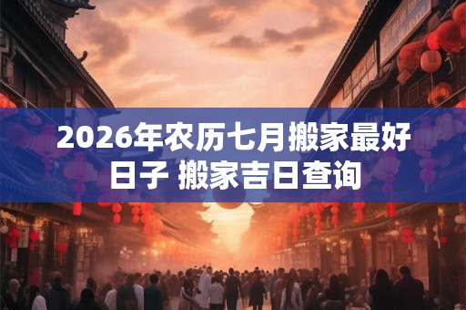 2026年农历七月搬家最好日子 搬家吉日查询